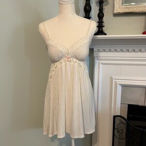 Victoria's Secret Ivory Pinstripe Lace Trim Nightdress